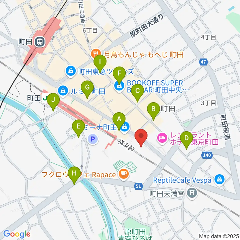 町田ターミナルプラザ市民広場周辺のコンビニエンスストア一覧地図