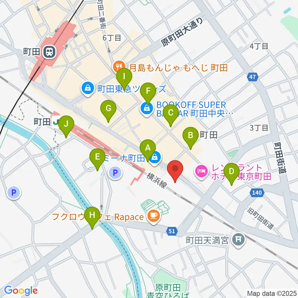 町田ターミナルプラザ市民広場周辺のコンビニエンスストア一覧地図