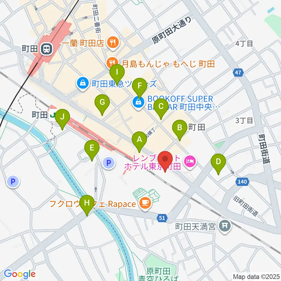 町田ターミナルプラザ市民広場周辺のコンビニエンスストア一覧地図
