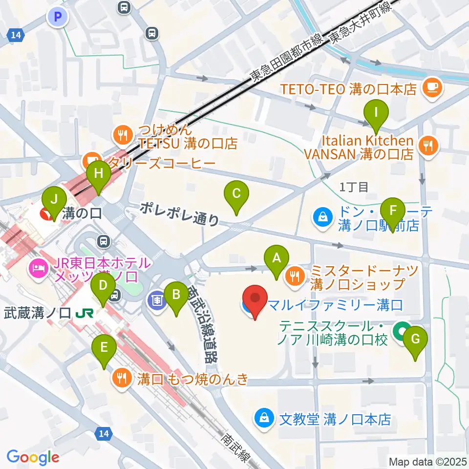 川崎市高津市民館周辺のコンビニエンスストア一覧地図
