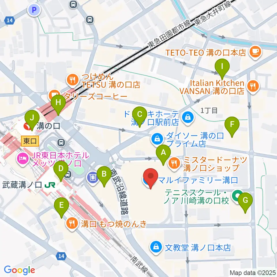 川崎市高津市民館周辺のコンビニエンスストア一覧地図