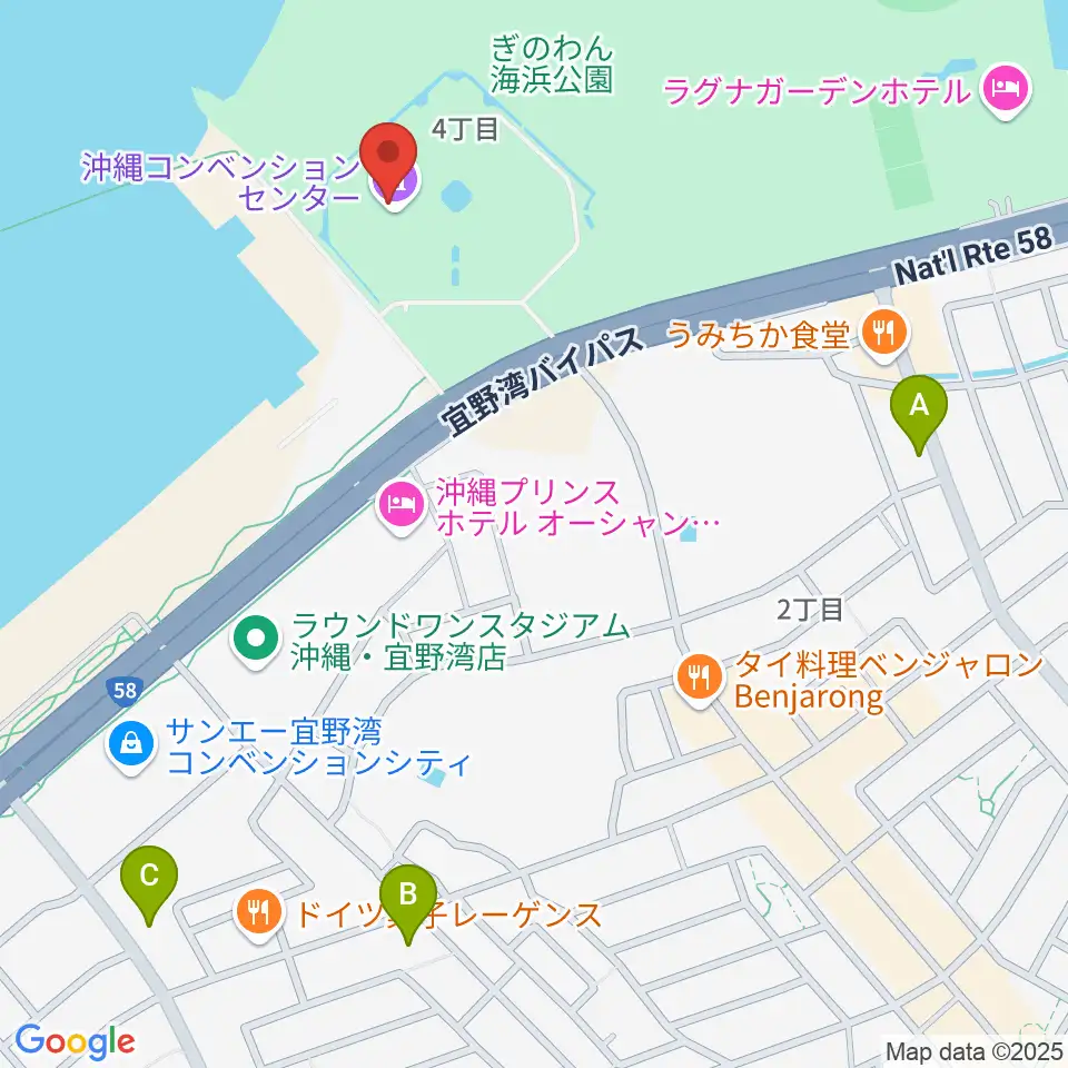 沖縄コンベンションセンター周辺のコンビニエンスストア一覧地図