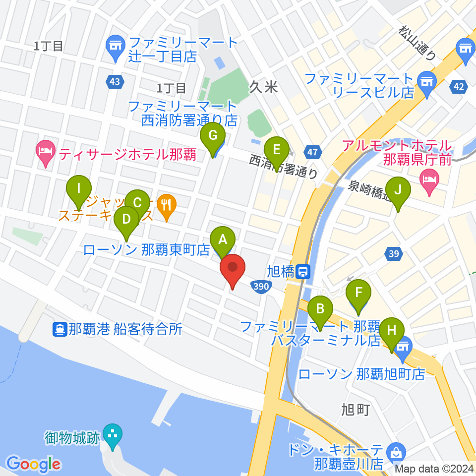 那覇PINO'S PLACE（ピノスプレイス）周辺のコンビニエンスストア一覧地図