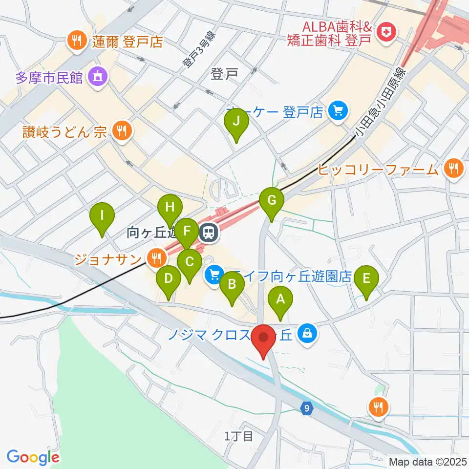 クレッシェレ音楽教室 向ヶ丘遊園校周辺のコンビニエンスストア一覧地図