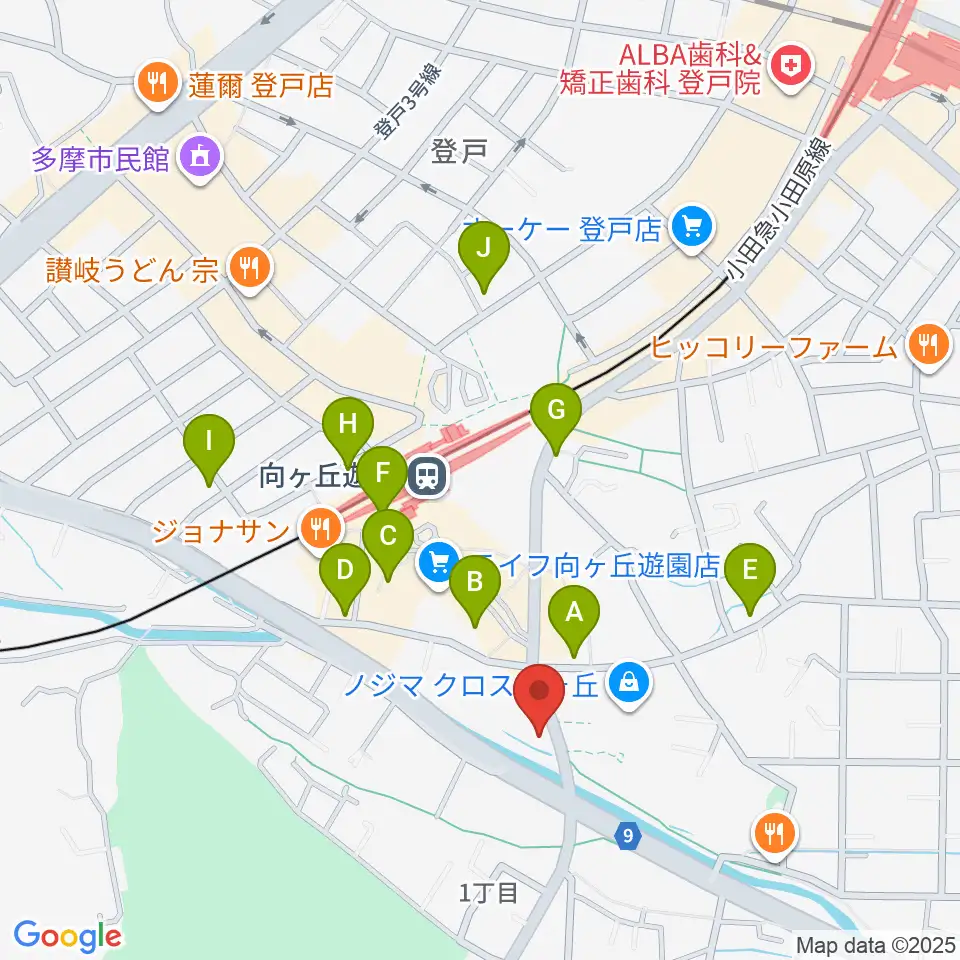 クレッシェレ音楽教室 向ヶ丘遊園校周辺のコンビニエンスストア一覧地図