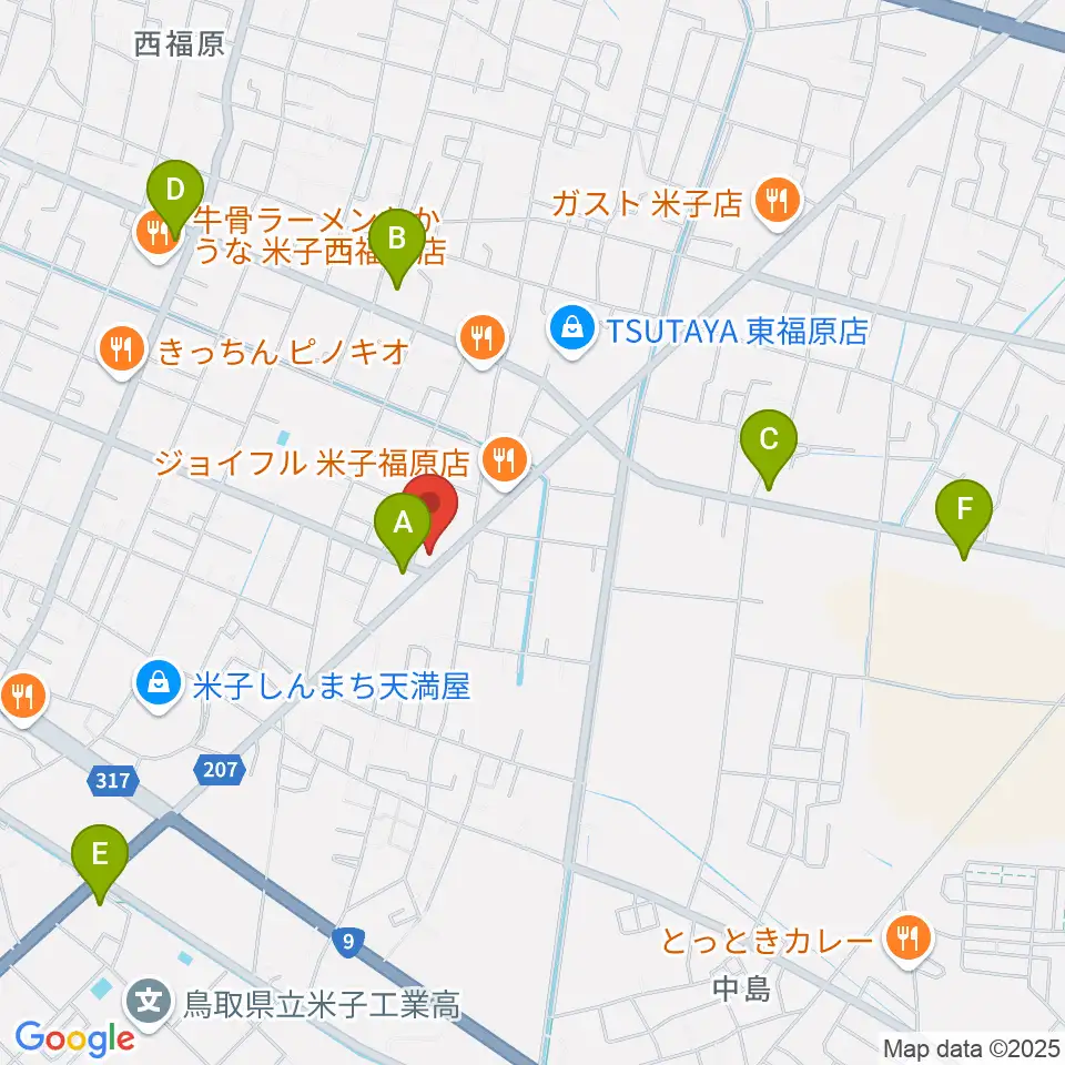 ヤマハパルス米子楽器 米子店周辺のコンビニエンスストア一覧地図