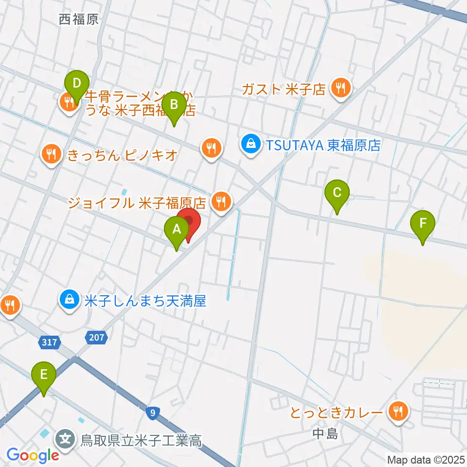 ヤマハパルス米子楽器 米子店周辺のコンビニエンスストア一覧地図