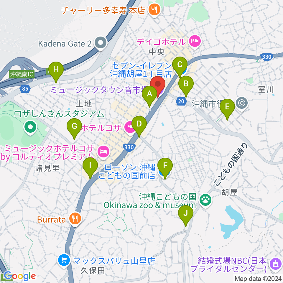 ミュージックタウン音市場周辺のコンビニエンスストア一覧地図