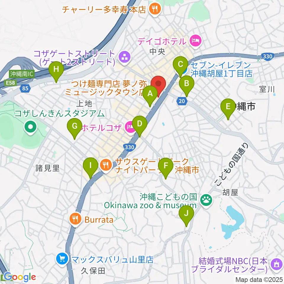 ミュージックタウン音市場周辺のコンビニエンスストア一覧地図