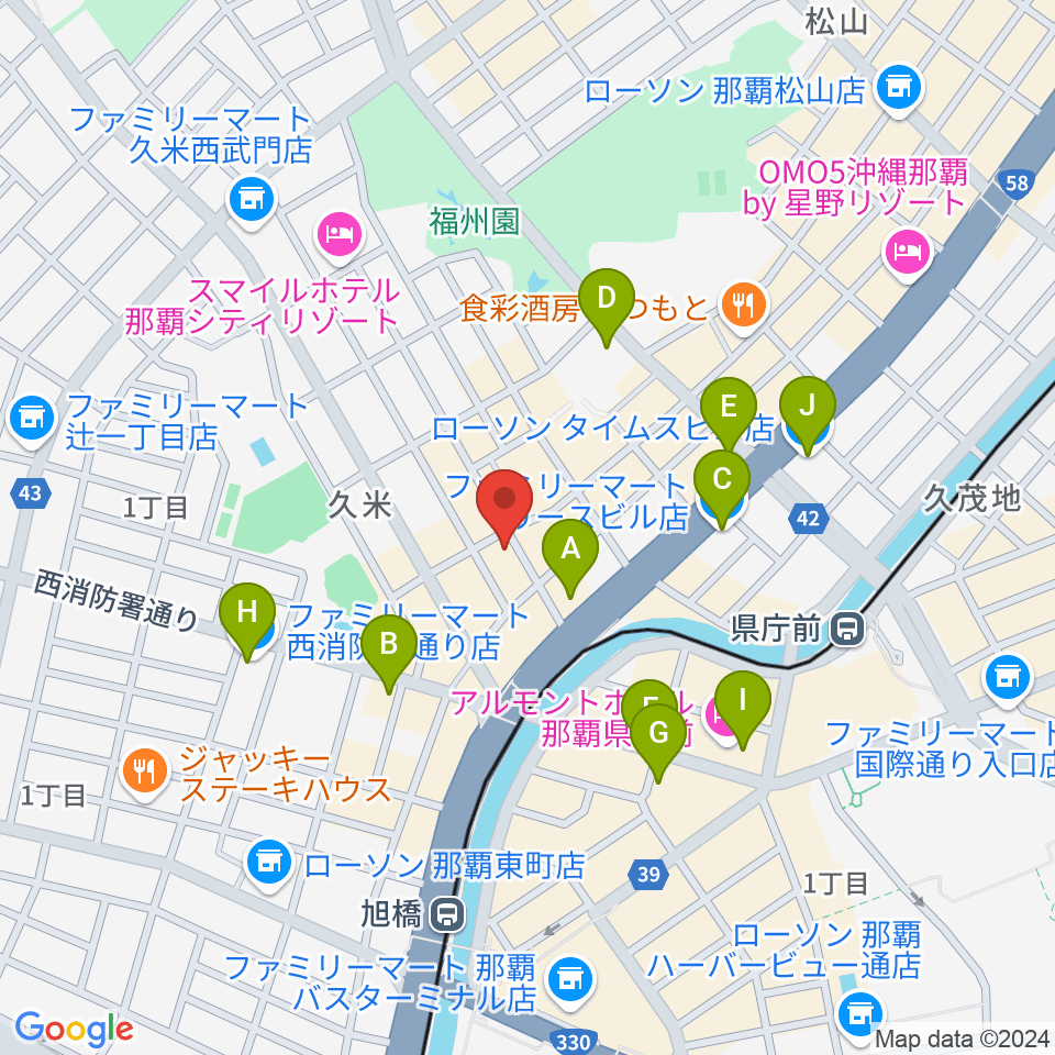 那覇トップノート周辺のコンビニエンスストア一覧地図