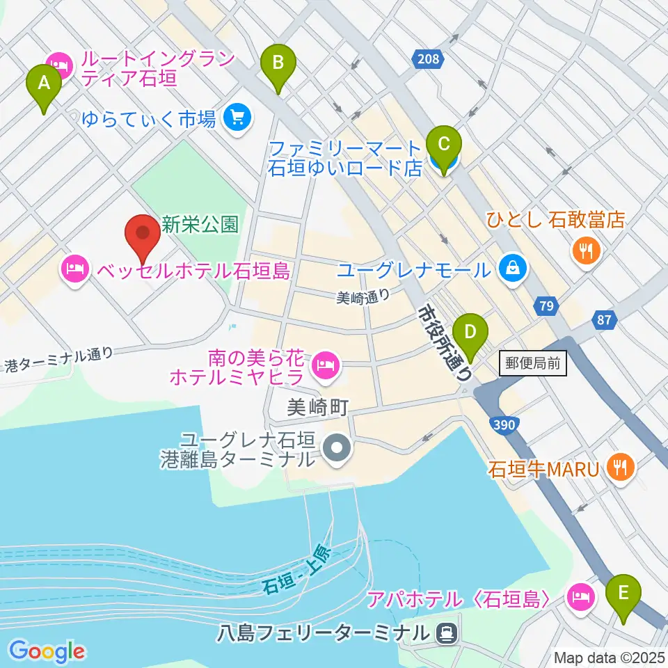 石垣市民会館周辺のコンビニエンスストア一覧地図