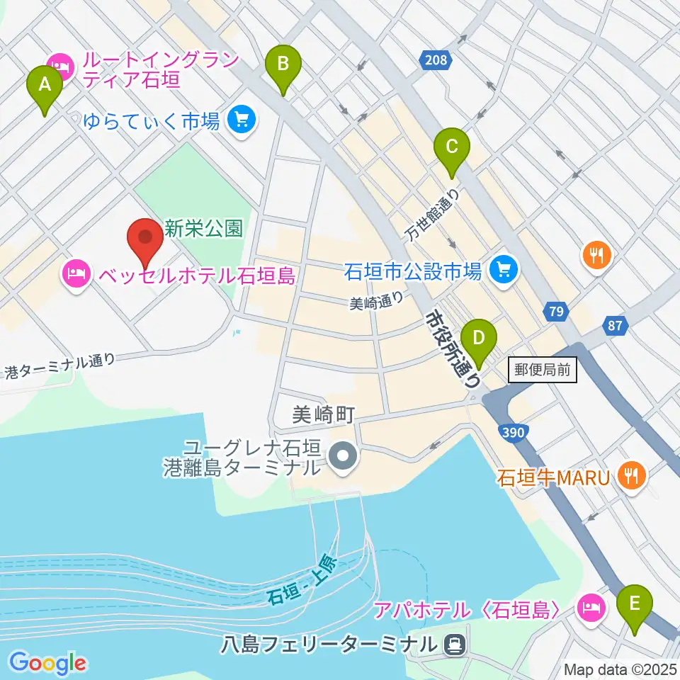 石垣市民会館周辺のコンビニエンスストア一覧地図