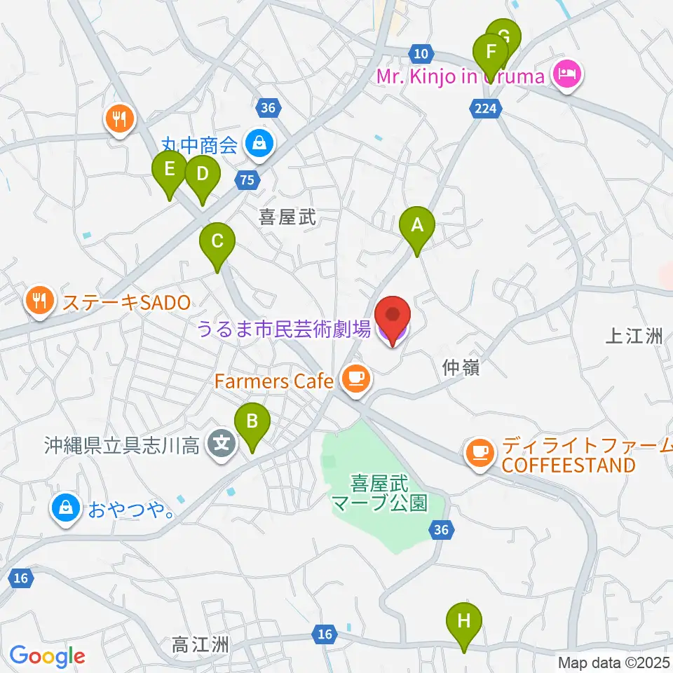 うるま市民芸術劇場周辺のコンビニエンスストア一覧地図