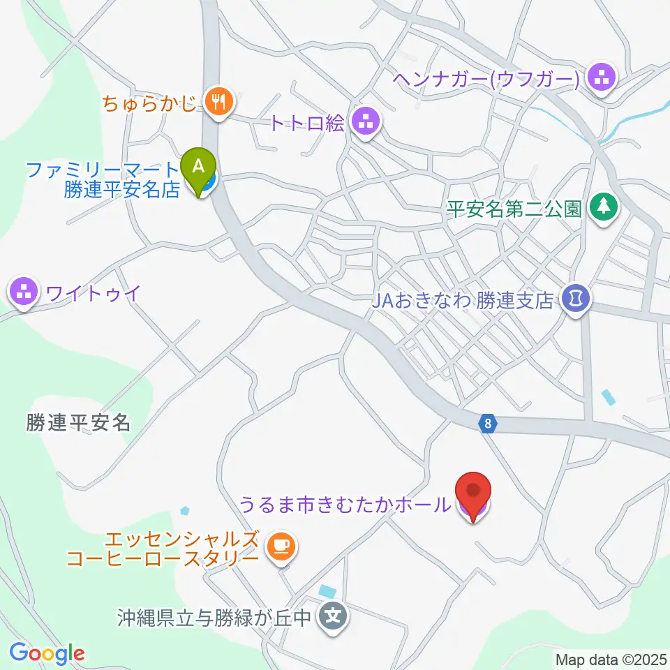 うるま市きむたかホール周辺のコンビニエンスストア一覧地図