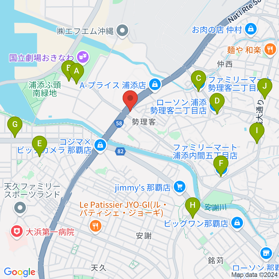 浦添groove周辺のコンビニエンスストア一覧地図