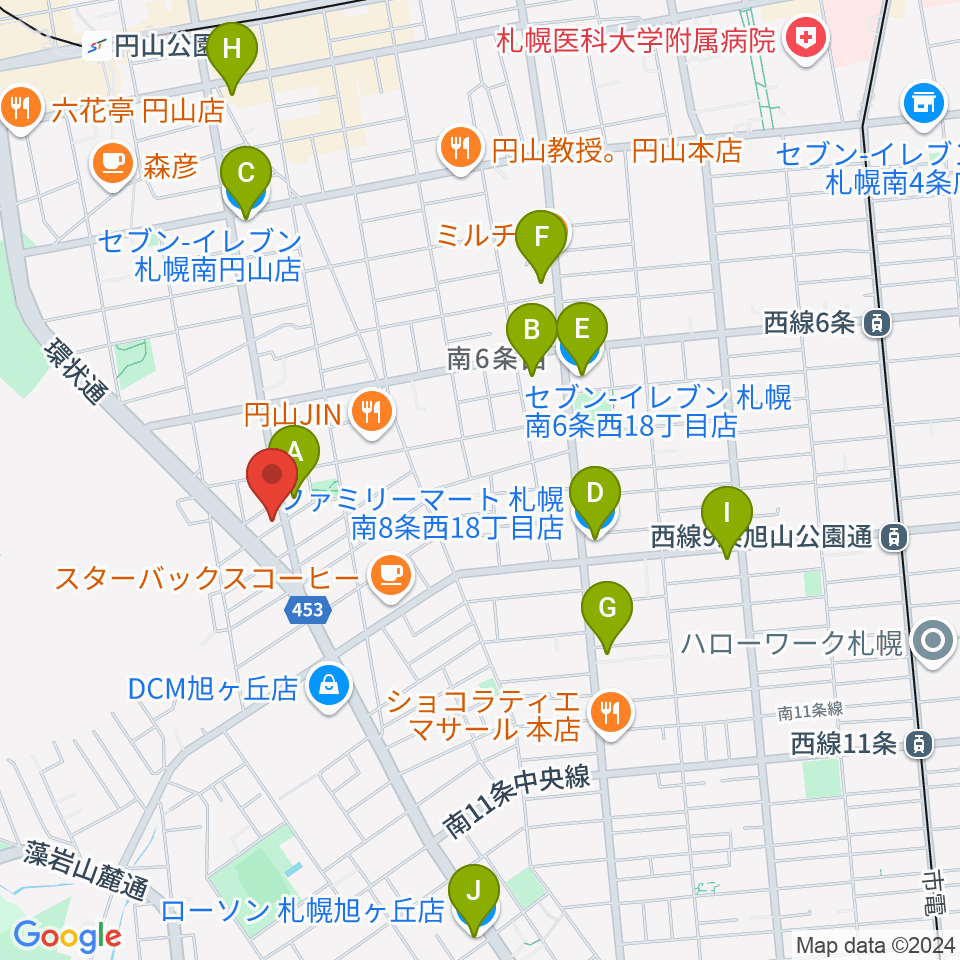 中古楽器専門店QUEST周辺のコンビニエンスストア一覧地図