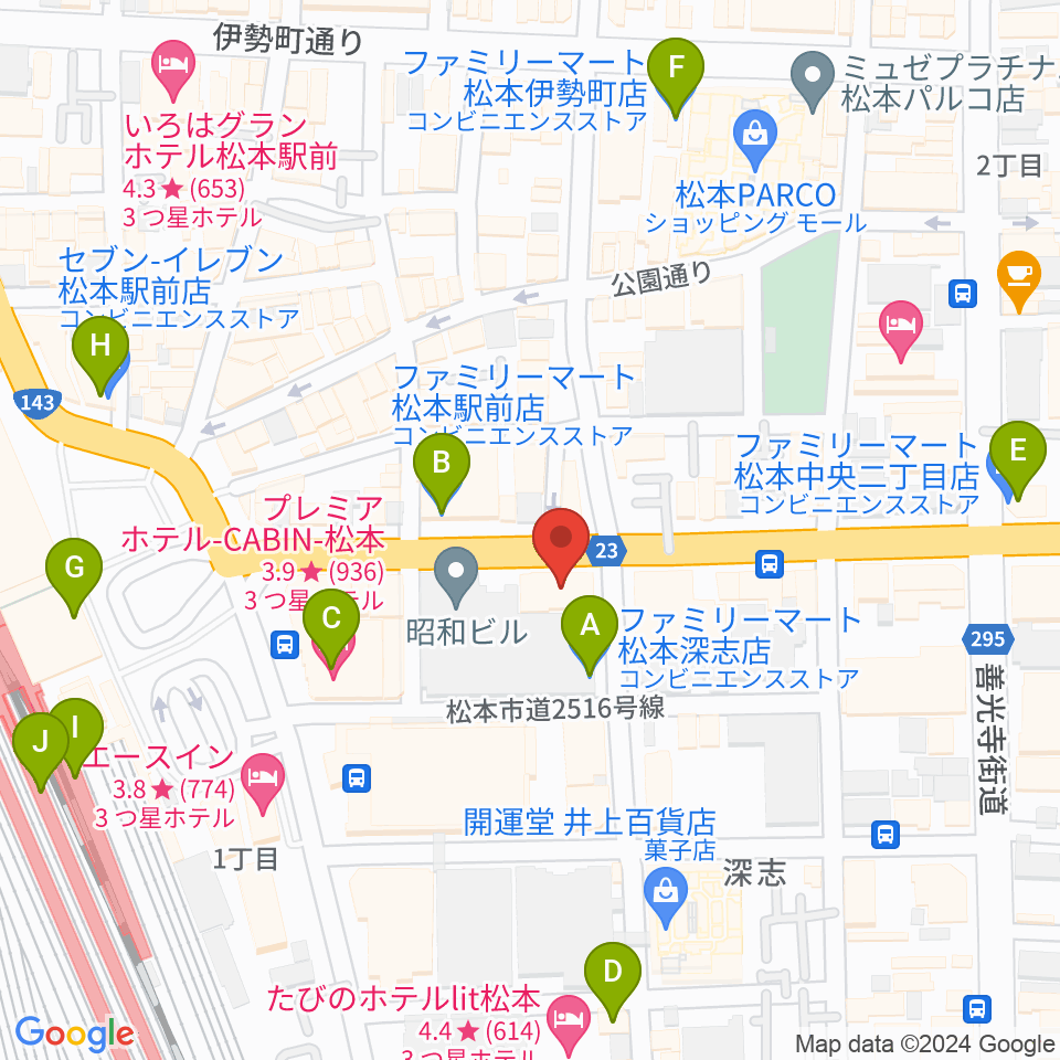 ミュージックプラザオグチ周辺のコンビニエンスストア一覧地図