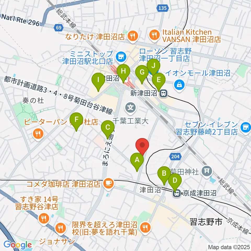 音楽工房ピアスタ周辺のコンビニエンスストア一覧地図