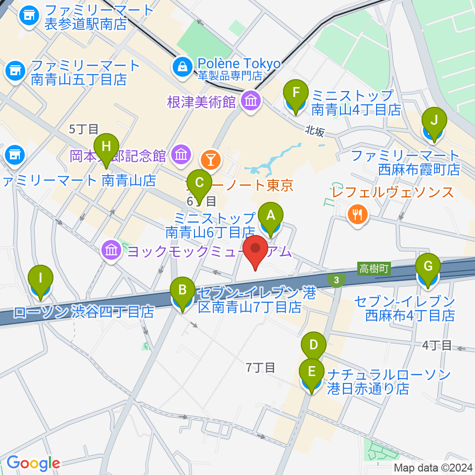 南青山レッドシューズ周辺のコンビニエンスストア一覧地図