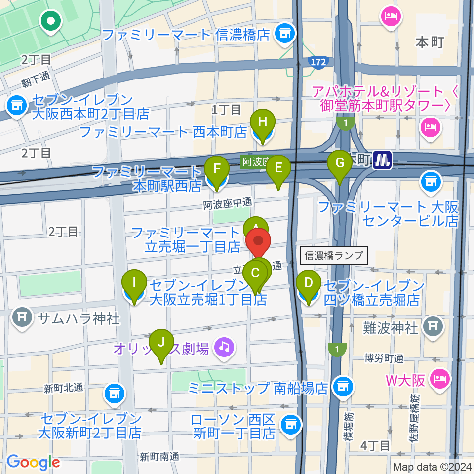 スマイルズミュージックサロン周辺のコンビニエンスストア一覧地図