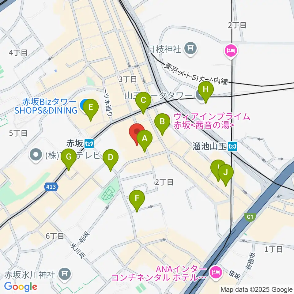 赤坂Jaka'z周辺のコンビニエンスストア一覧地図