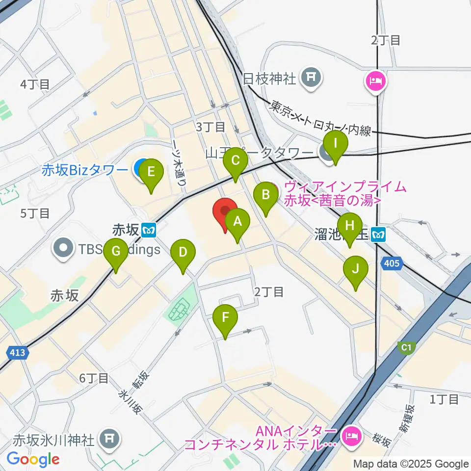 赤坂Jaka'z周辺のコンビニエンスストア一覧地図