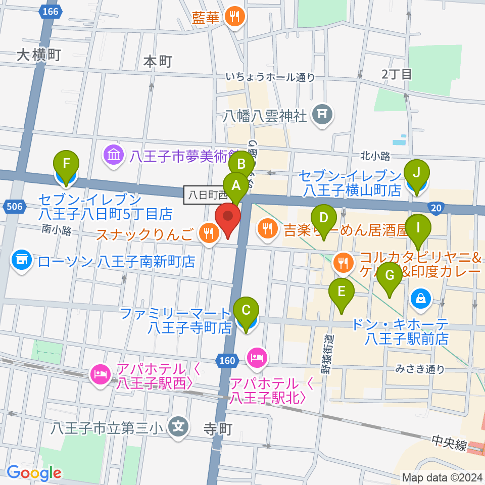 八王子SHeLTeR周辺のコンビニエンスストア一覧地図