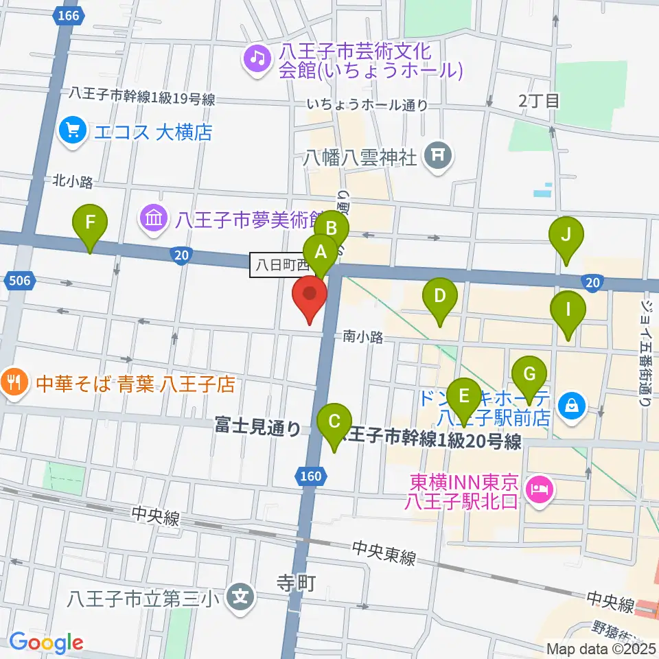 八王子SHeLTeR周辺のコンビニエンスストア一覧地図