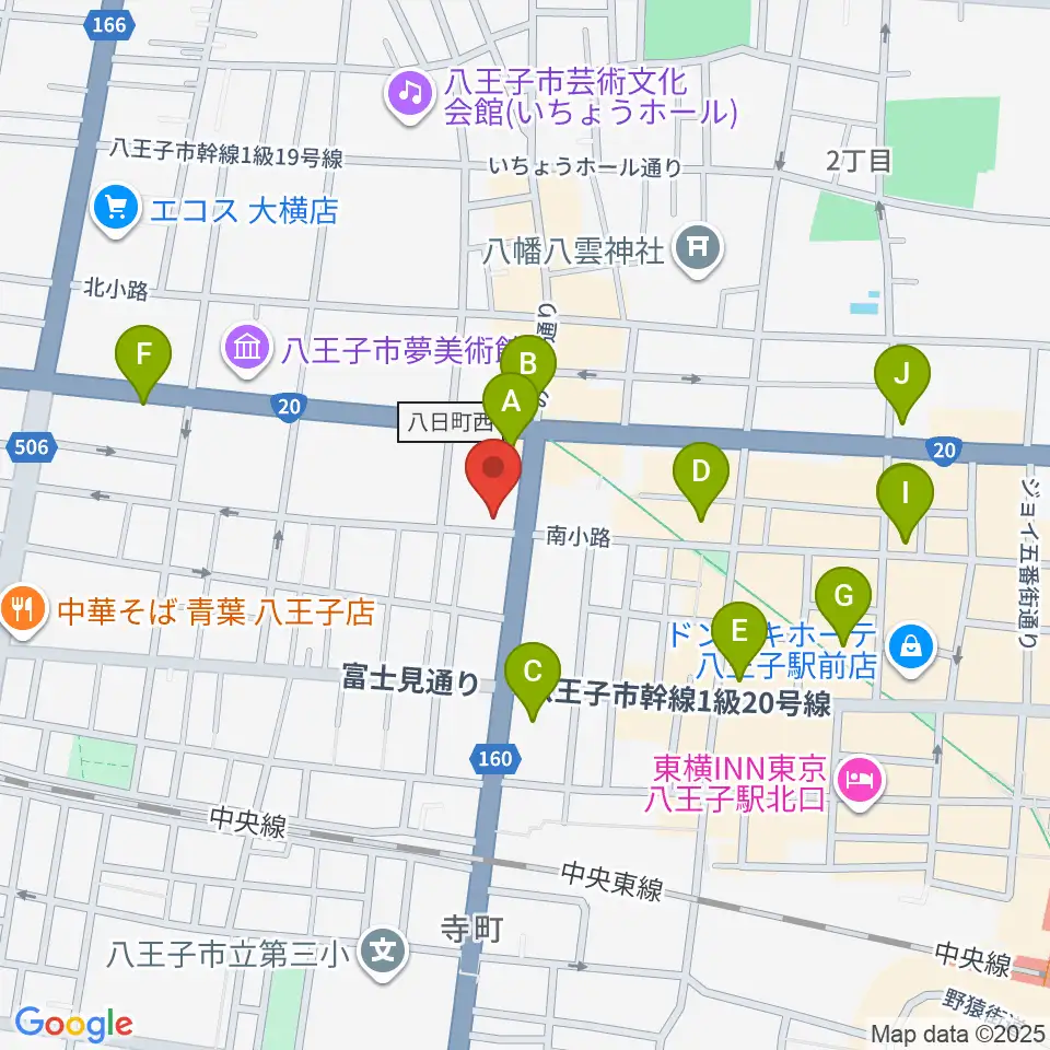 八王子SHeLTeR周辺のコンビニエンスストア一覧地図