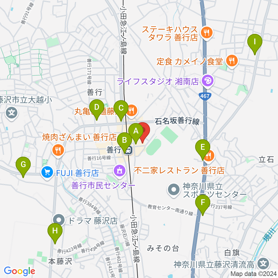 善行Z周辺のコンビニエンスストア一覧地図