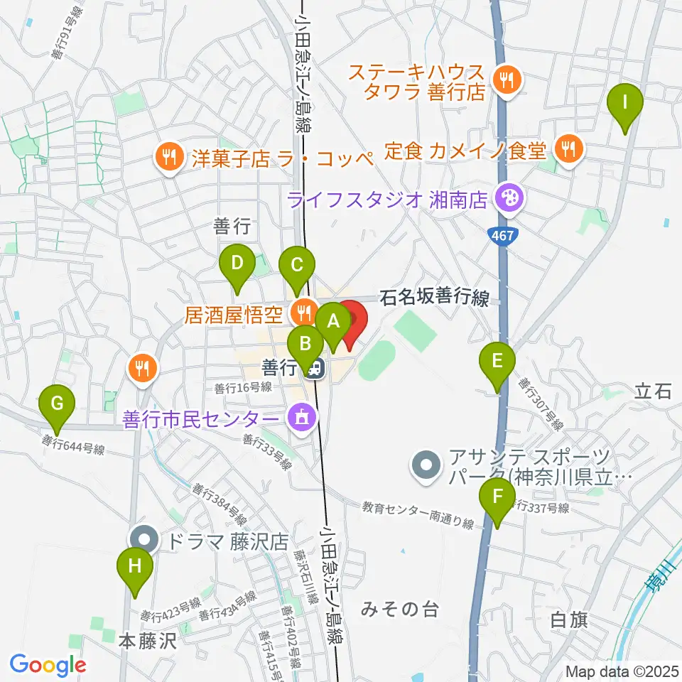 善行Z周辺のコンビニエンスストア一覧地図
