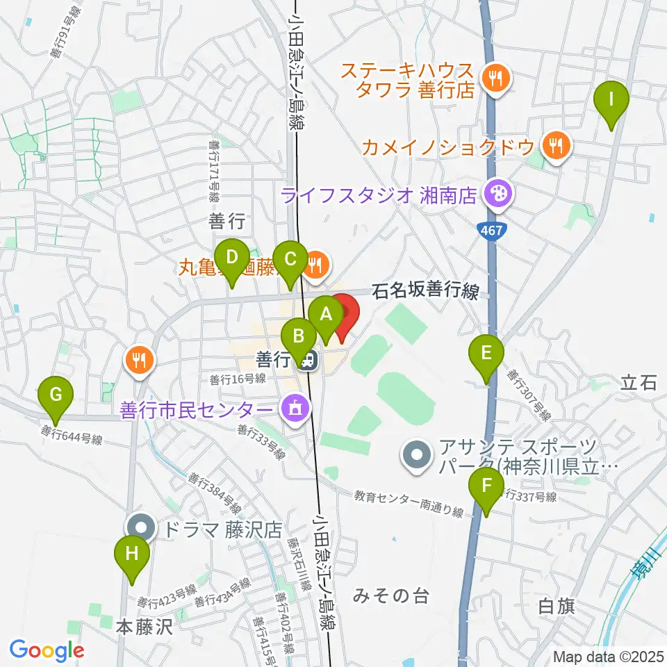 善行Z周辺のコンビニエンスストア一覧地図