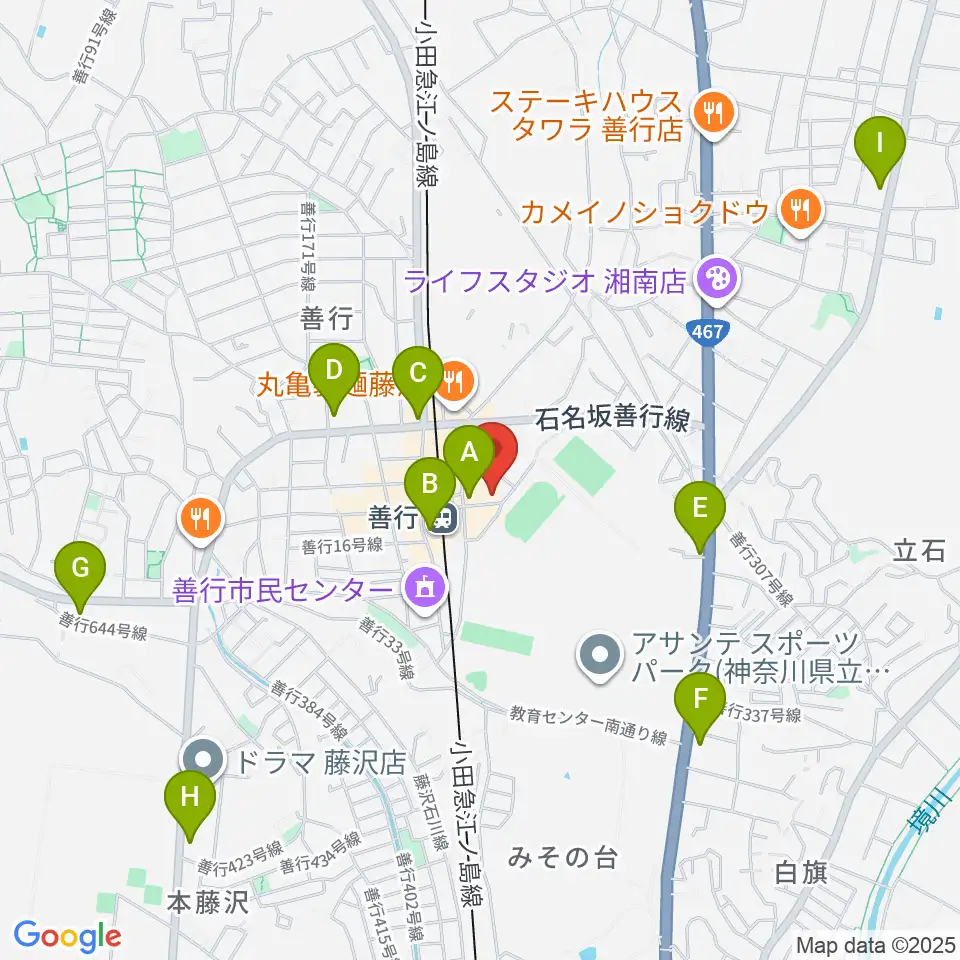 善行Z周辺のコンビニエンスストア一覧地図