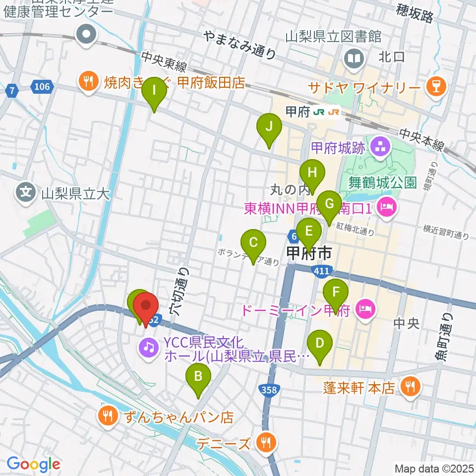 楽器工房コンチェルト周辺のコンビニエンスストア一覧地図