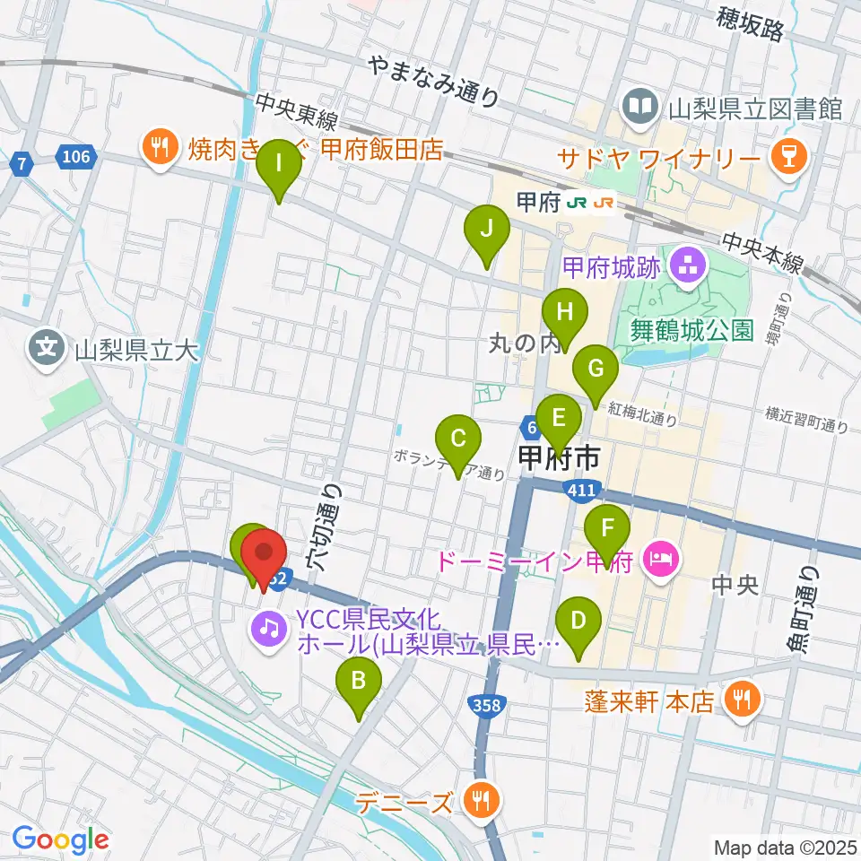 楽器工房コンチェルト周辺のコンビニエンスストア一覧地図