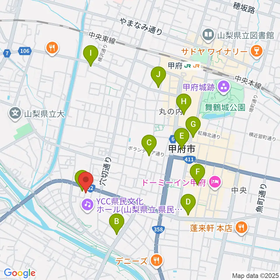 楽器工房コンチェルト周辺のコンビニエンスストア一覧地図