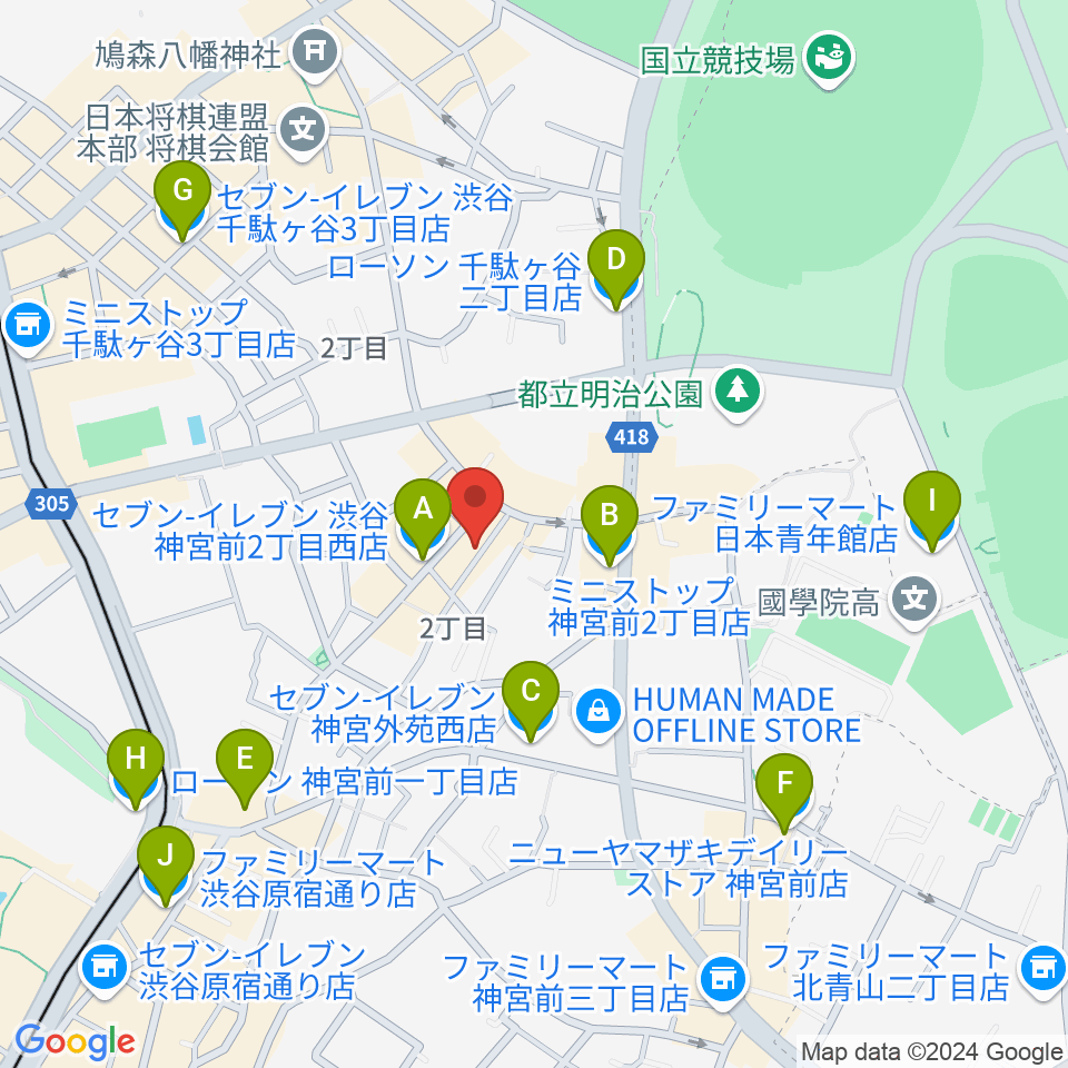 JiLL music school周辺のコンビニエンスストア一覧地図