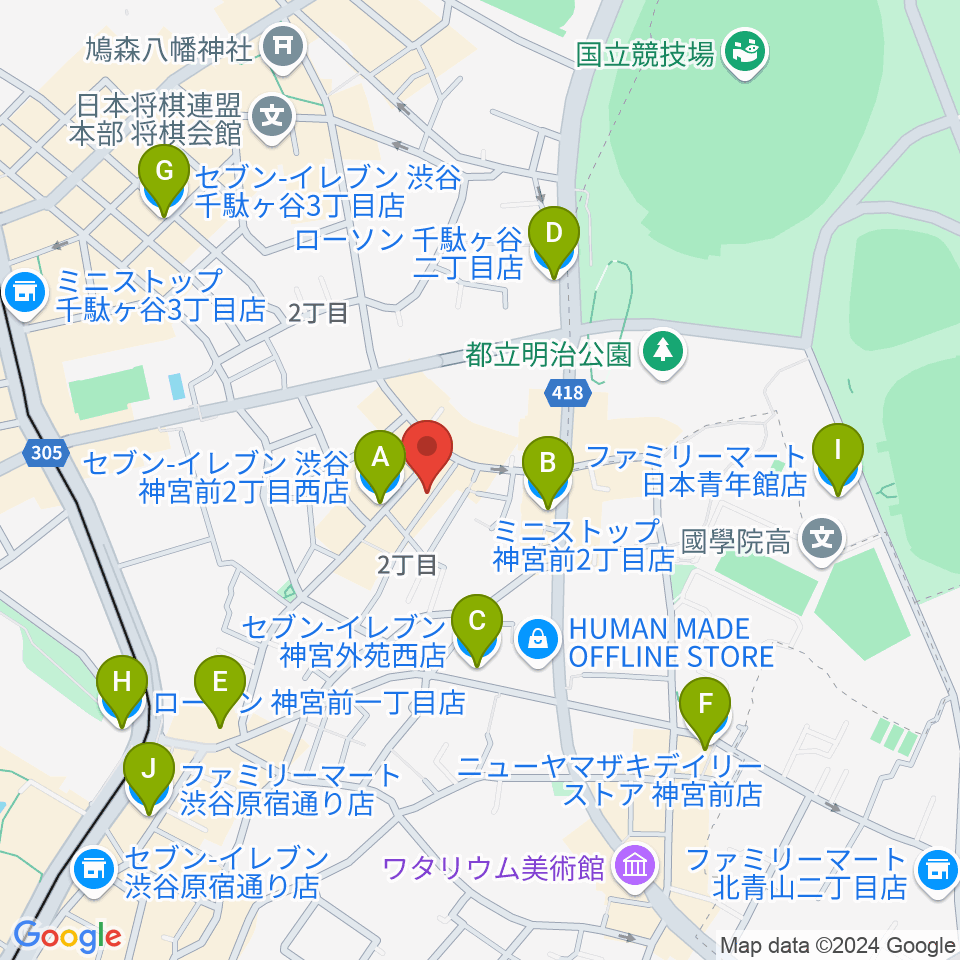 JiLL music school周辺のコンビニエンスストア一覧地図