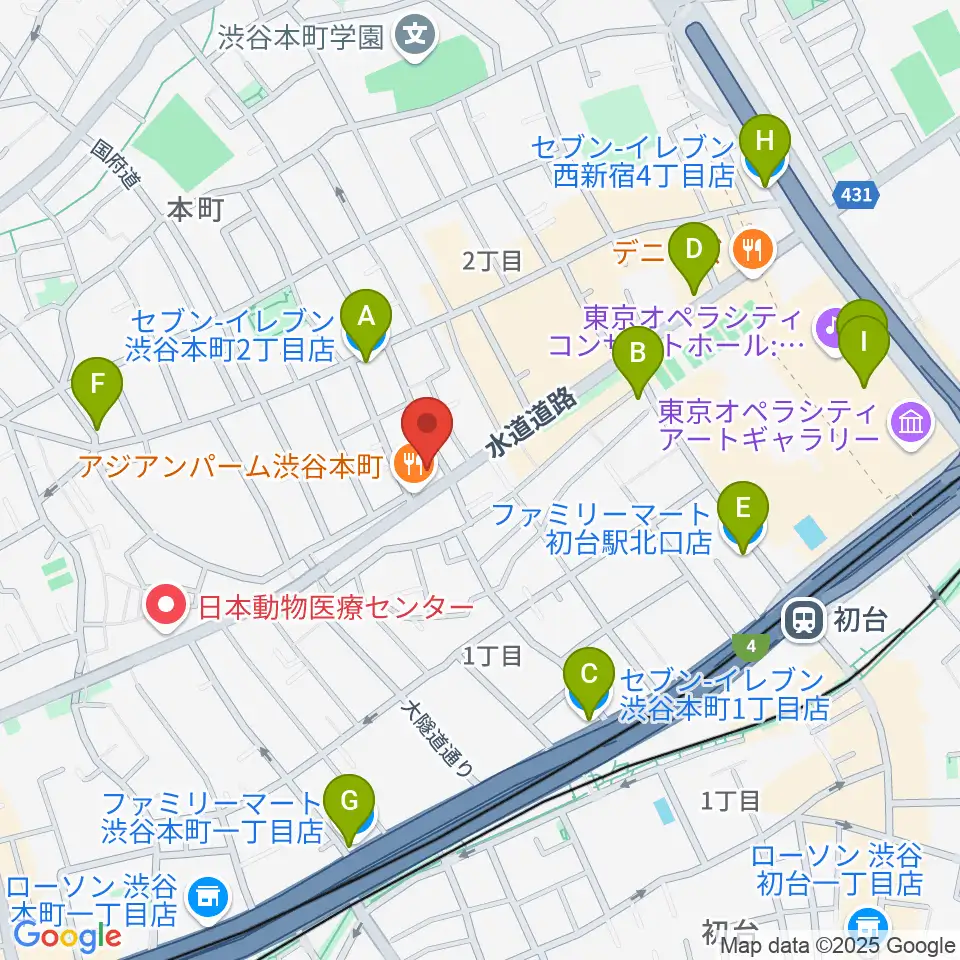 リリカアートスクール周辺のコンビニエンスストア一覧地図