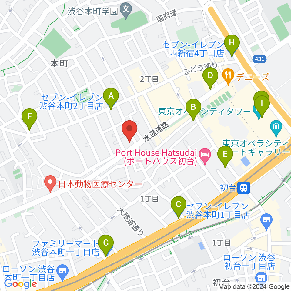 スタジオリリカ周辺のコンビニエンスストア一覧地図