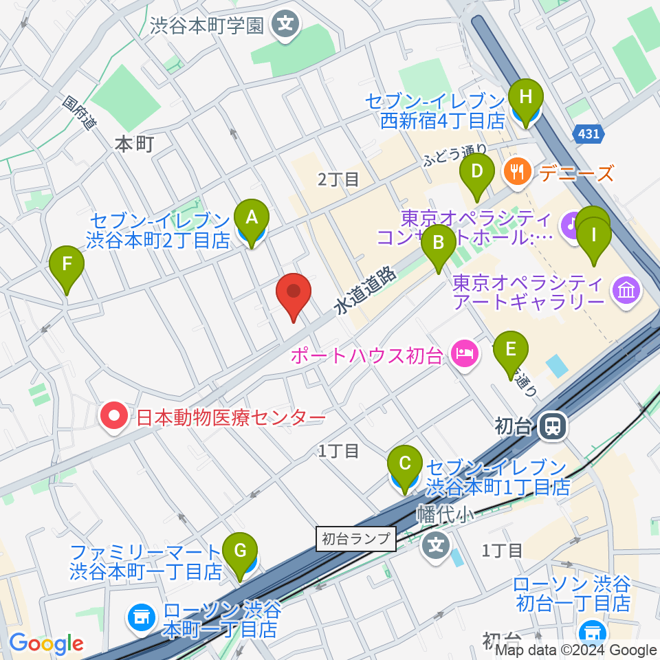 スタジオリリカ周辺のコンビニエンスストア一覧地図