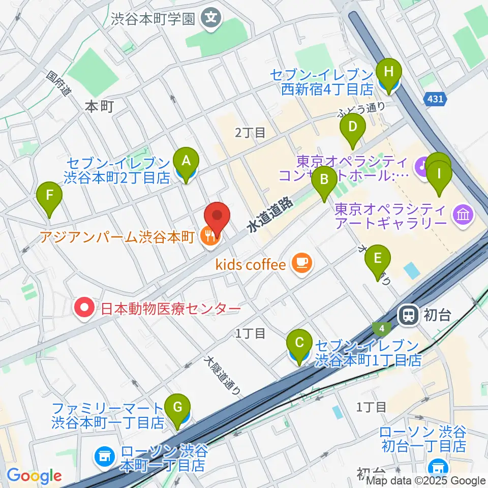 スタジオリリカ周辺のコンビニエンスストア一覧地図