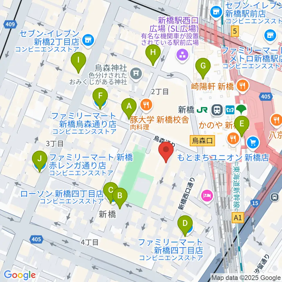 FCFミュージックスクール周辺のコンビニエンスストア一覧地図