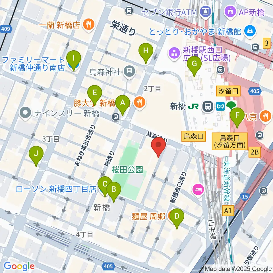 FCFミュージックスクール周辺のコンビニエンスストア一覧地図