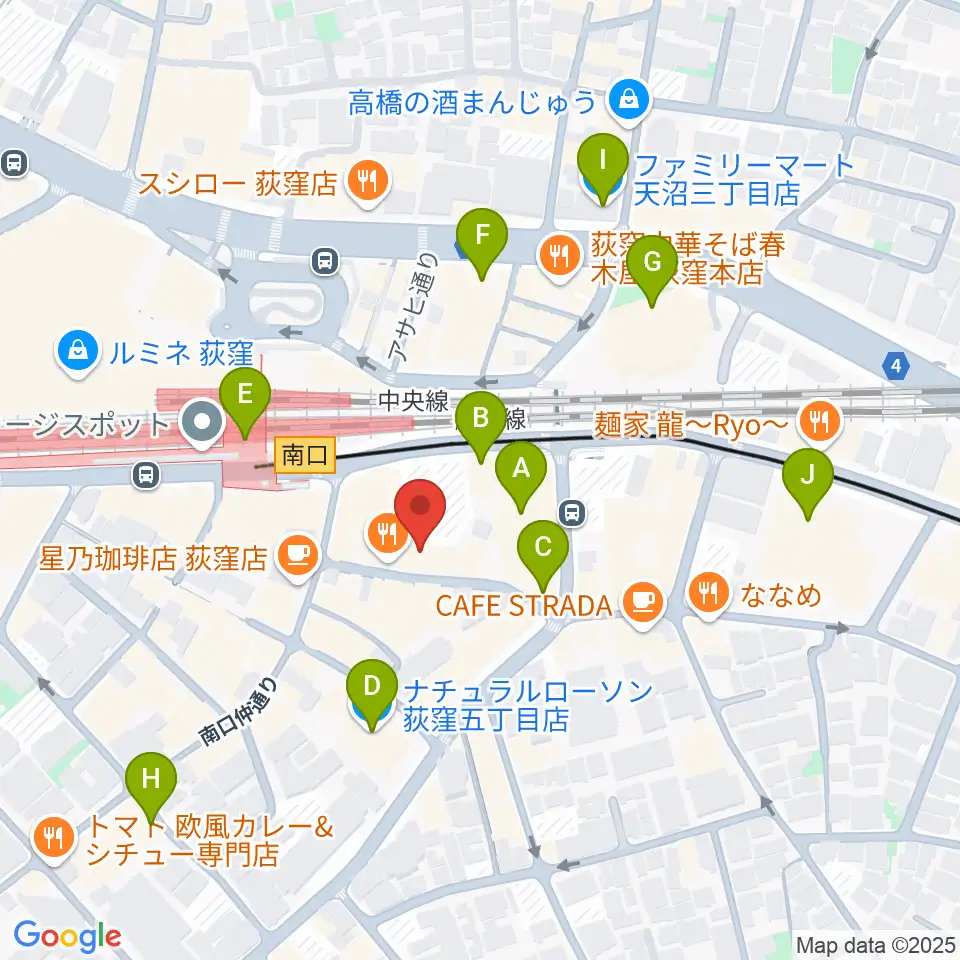荻窪ミュージックセンター周辺のコンビニエンスストア一覧地図
