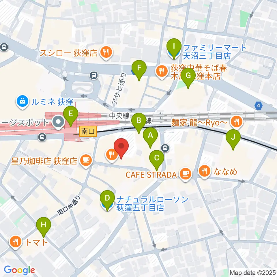 荻窪ミュージックセンター周辺のコンビニエンスストア一覧地図
