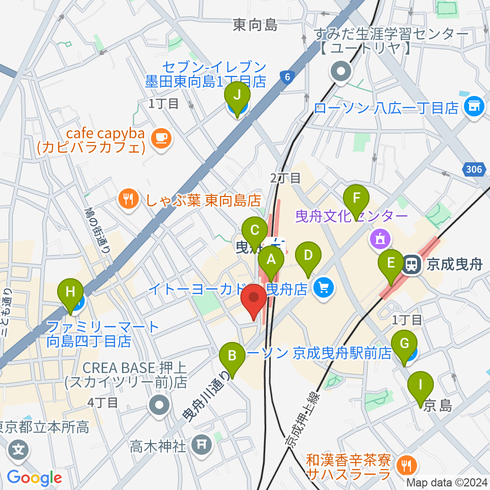 マット音楽教室 曳舟第一教室周辺のコンビニエンスストア一覧地図