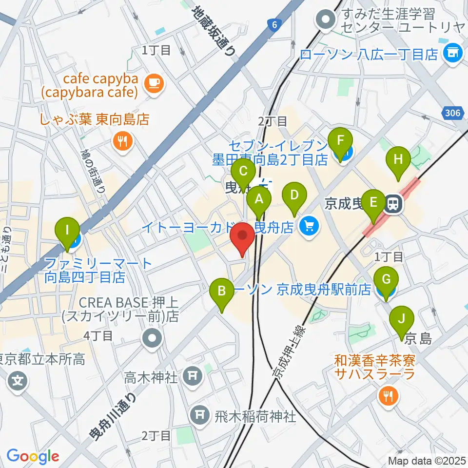 マット音楽教室 曳舟第一教室周辺のコンビニエンスストア一覧地図