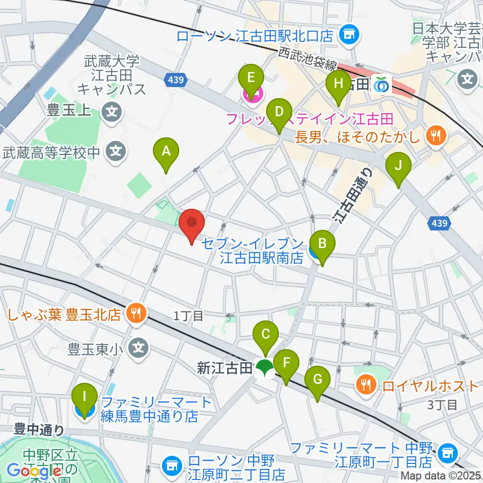 江古田Pスタジオ周辺のコンビニエンスストア一覧地図