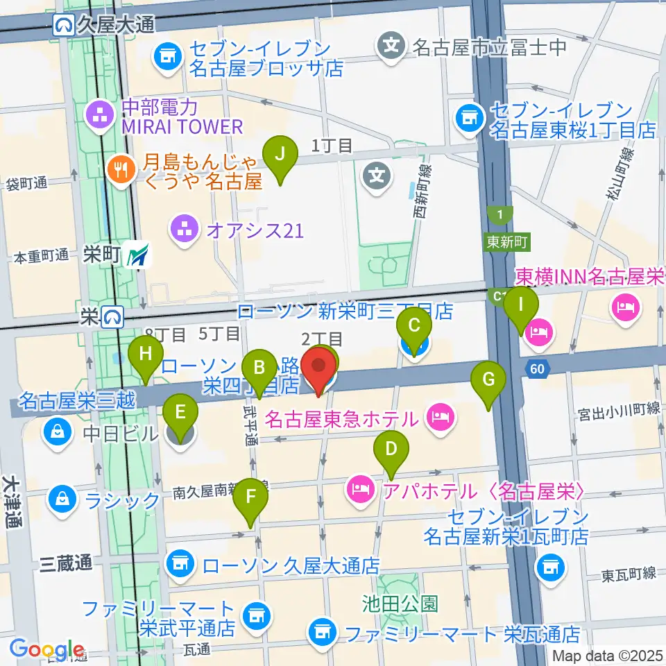 ボーカルスクールVOAT名古屋校周辺のコンビニエンスストア一覧地図
